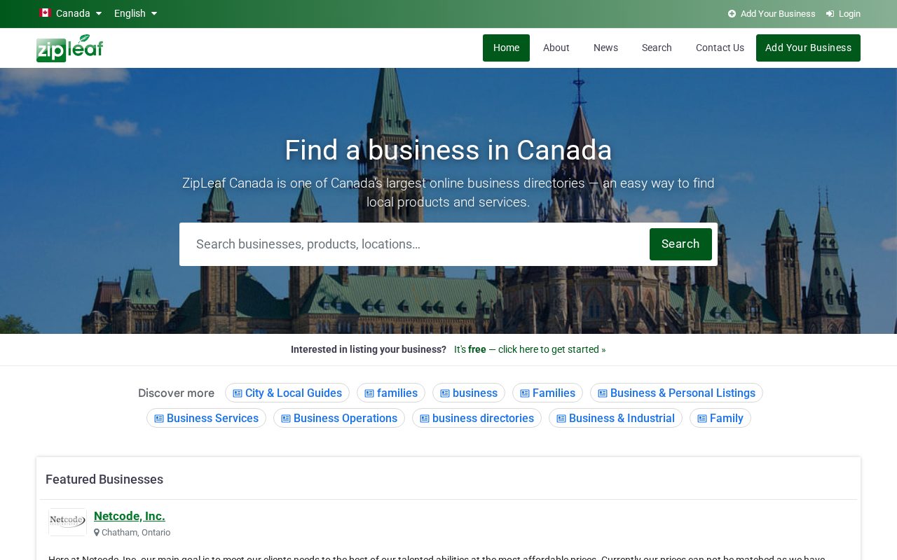 ZipLeaf Canada homepage