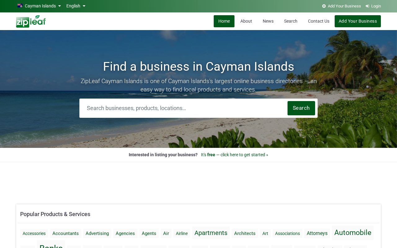 ZipLeaf Cayman Islands homepage